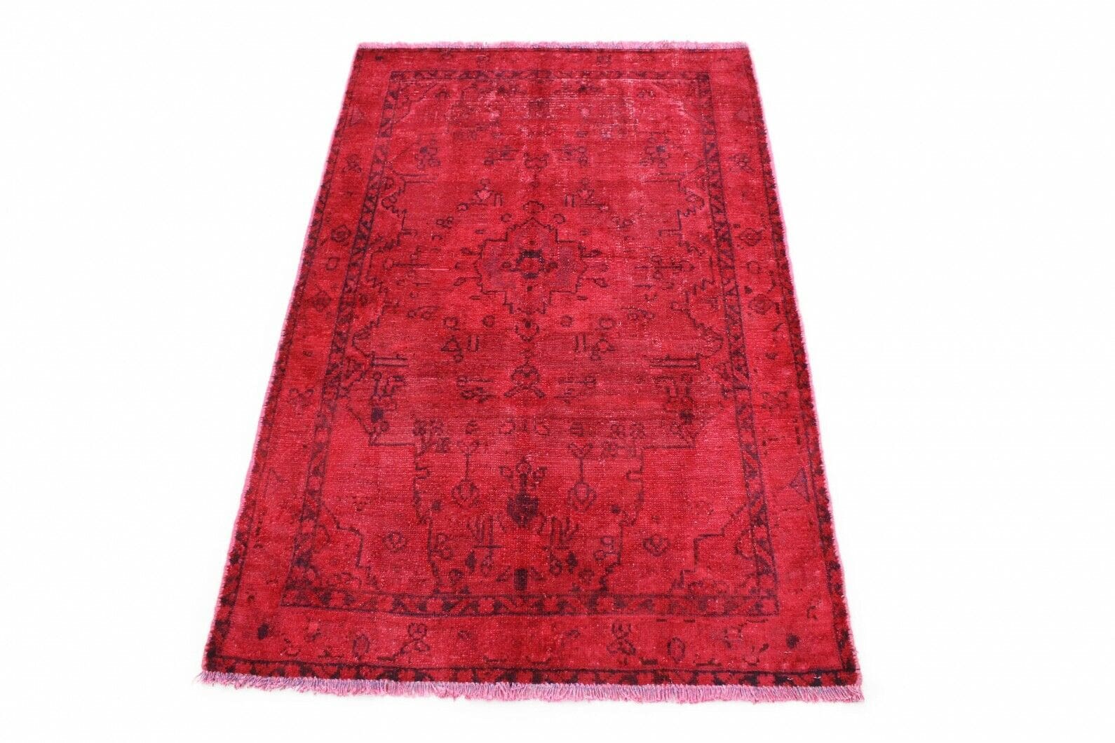 Vintage Orientteppich Rot 157x99cm, einzigartiges Design, handgeknüpft