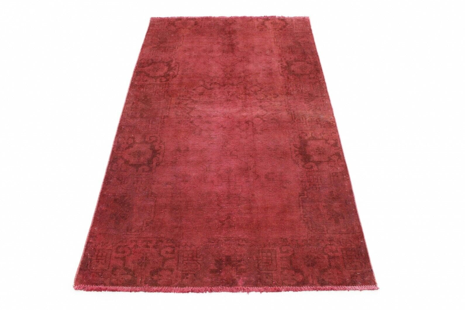 Vintage Orientteppich Rot 201x119 cm – handgeknüpft, Designerstück