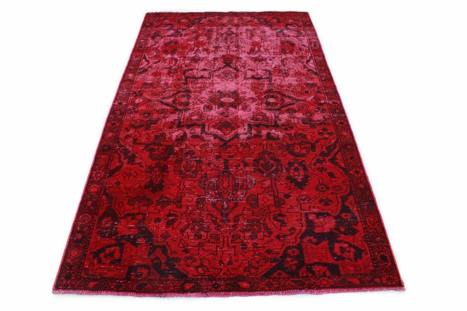 Vintage Orientteppich Rot 274x151cm, handgeknüpft, Unikat