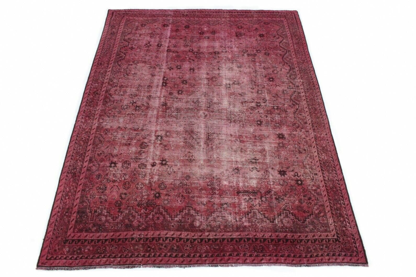 Vintage Orientteppich Rot 282x203 cm – handgeknüpft Unikat