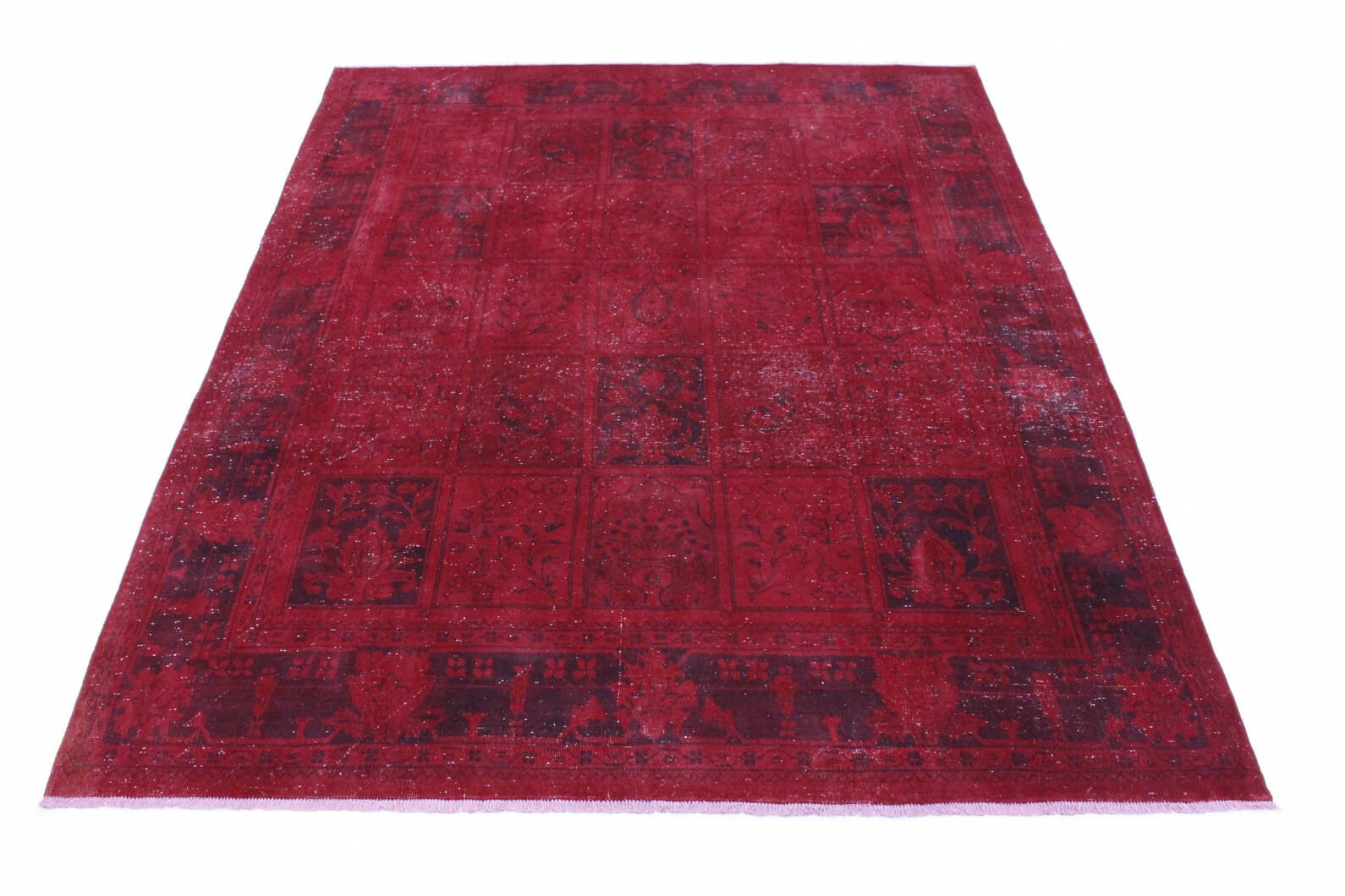 Vintage Orientteppich Rot 330x249cm, handgeknüpft, Designerstück