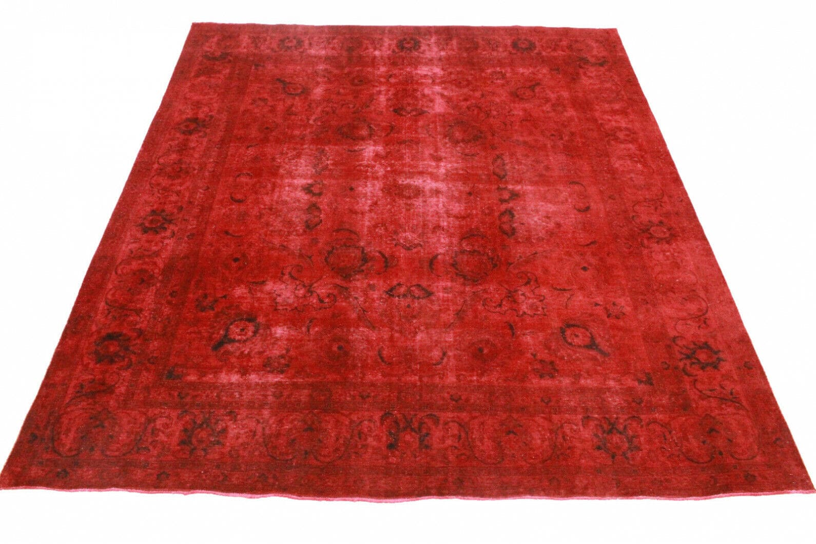 Vintage Orientteppich Rot 343x289cm, handgeknüpft, Designer-Teppich