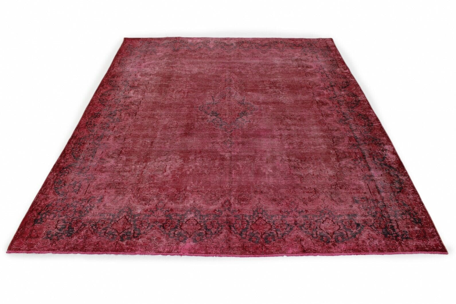 Vintage Orientteppich Rot 394x289 cm, handgeknüpft, Designerstück