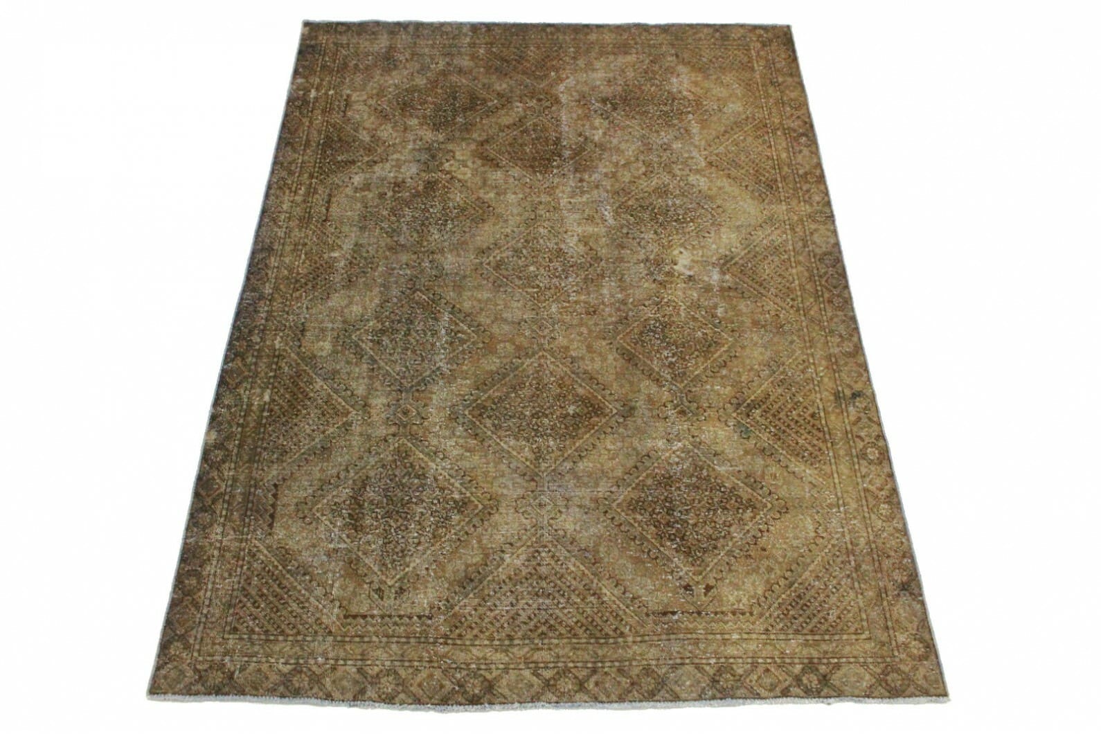 Vintage Orientteppich Schlamm 273x189cm - Handgeknüpft Unikat
