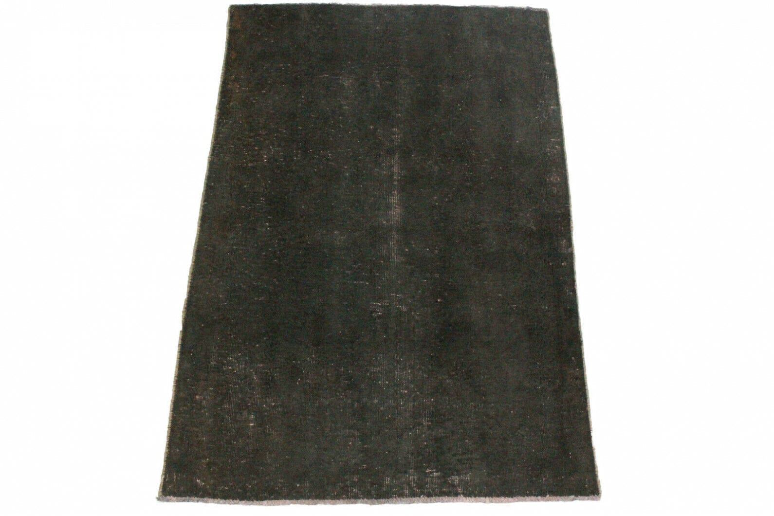 Vintage Orientteppich Schwarz 135x89cm, handgeknüpft, Designerstück
