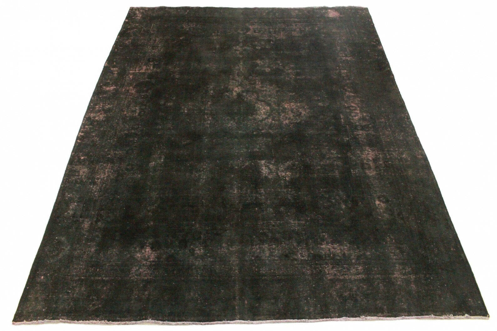 Vintage Orientteppich Schwarz Rosa 375x273cm – handgeknüpft