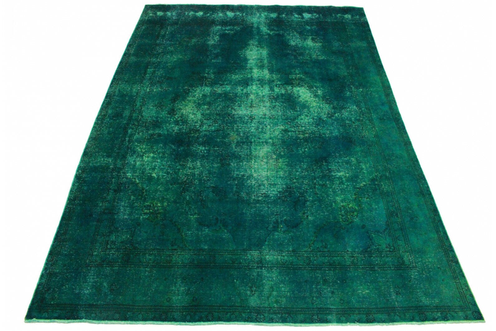 Vintage Orientteppich Türkis 402x279cm, handgeknüpft, 4x2,8m