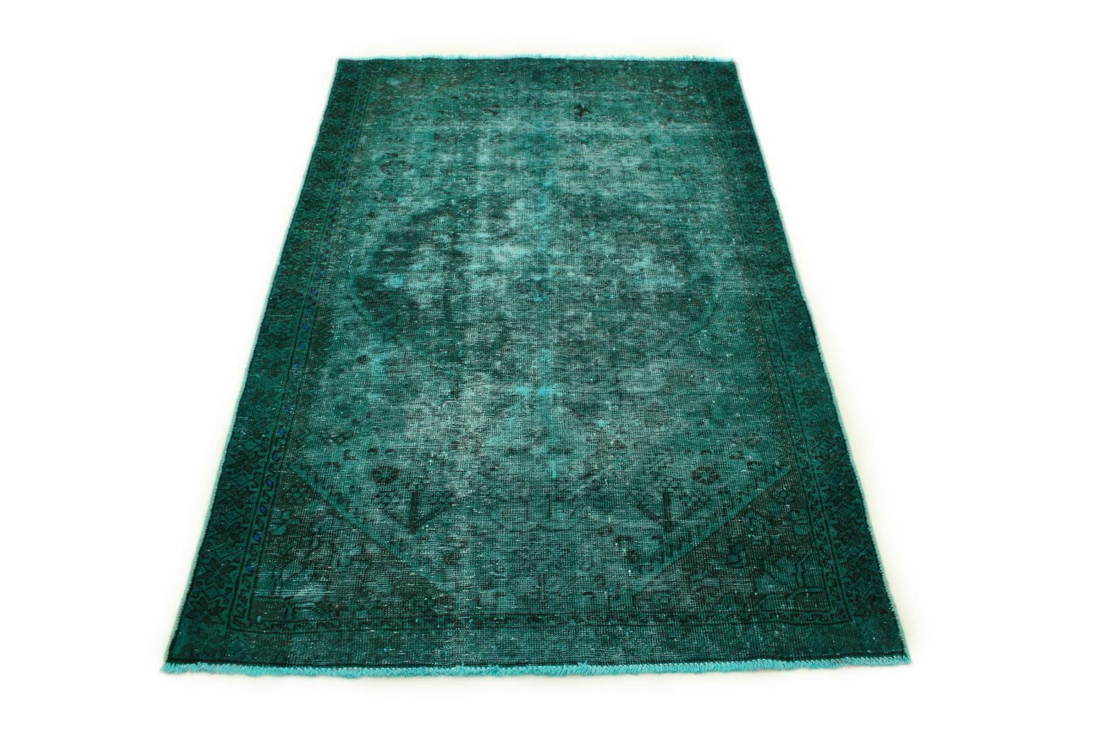 Vintage Orientteppich Türkis Grün 200x129 cm – handgeknüpft