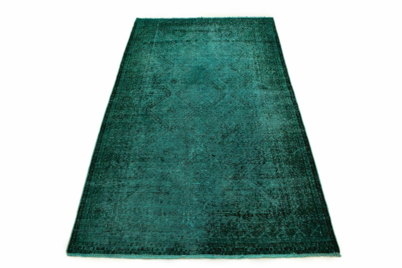 Vintage-Orientteppich Türkis Grün 299x159 cm – handgeknüpft