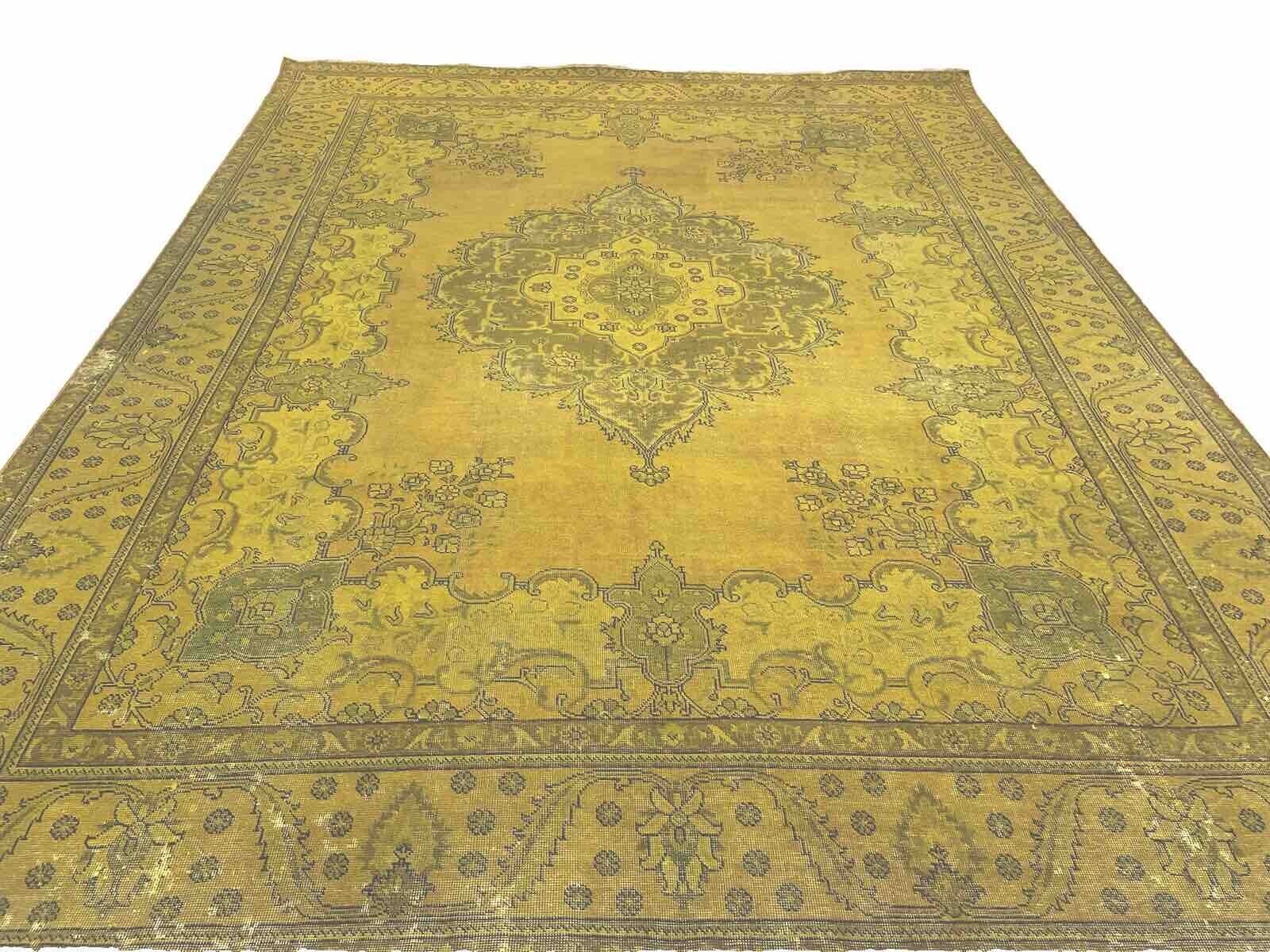 Vintage Perserteppich 389x295cm gelb-gold-senf handgeknüpft