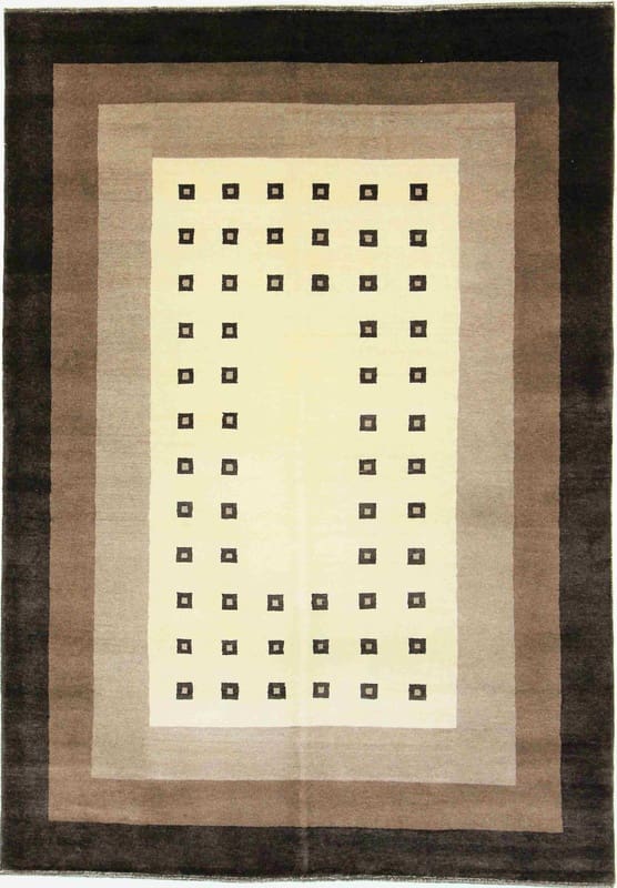 Wunderschöner Loribaft-Orientteppich 238x167 cm in Creme und Braun, handgeknüpft