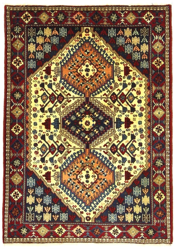 Yalameh Orientteppich 155x108 cm mit geometrischen Mustern, handgeknüpft