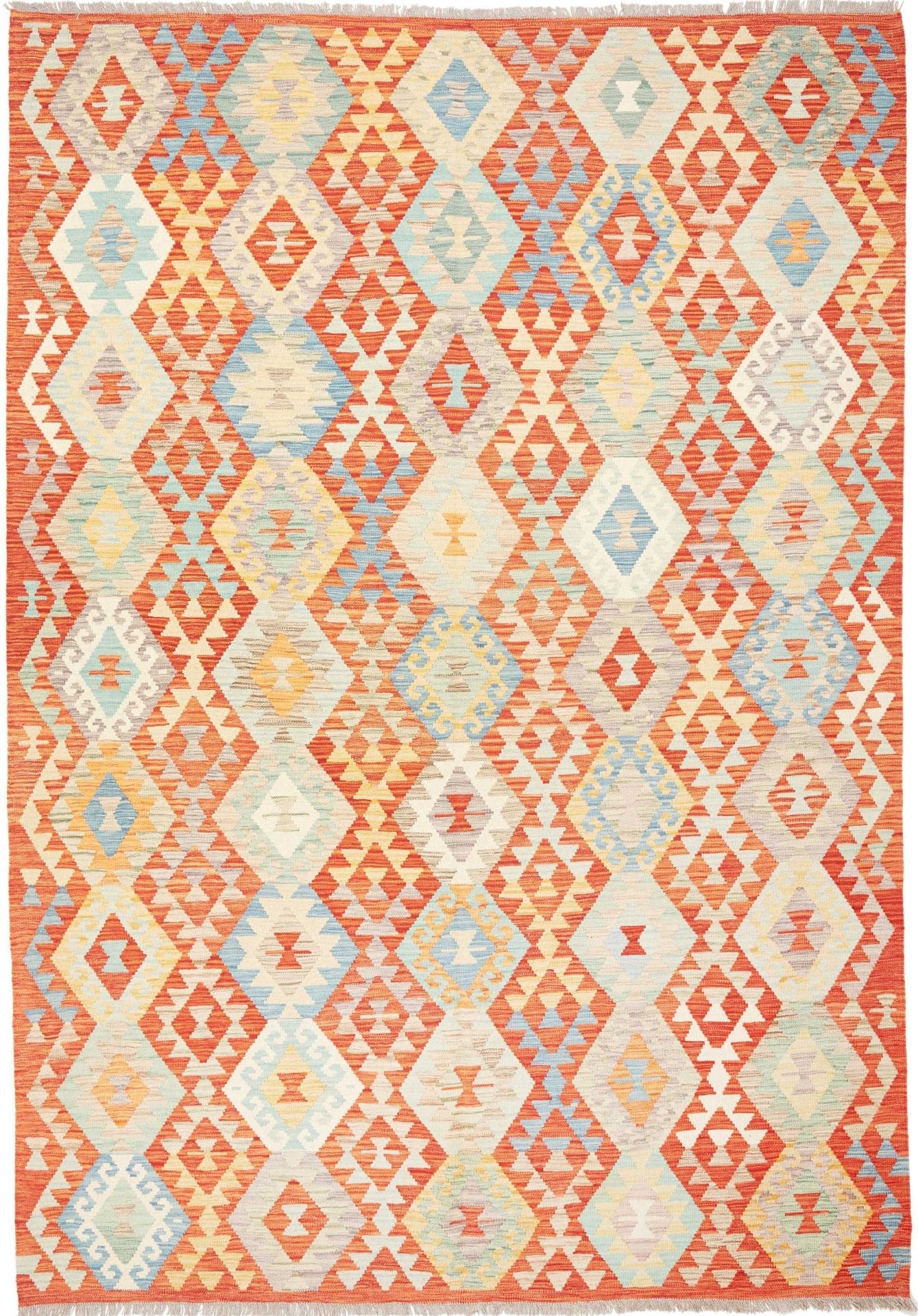 Afghan Kelim 208 x 295cm, geometrisches Muster, handgewebt