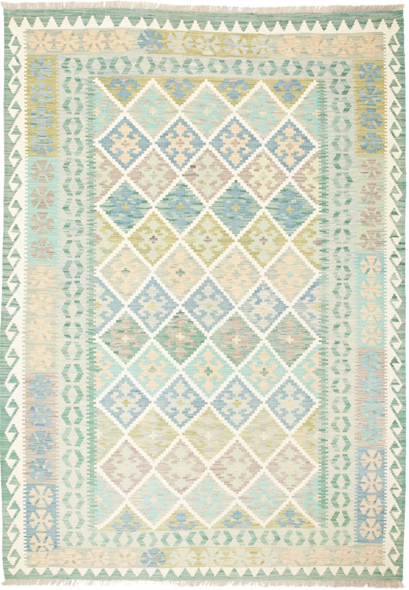 Afghanischer Kelim 171 x 237cm, geometrisches Muster, handgewebt