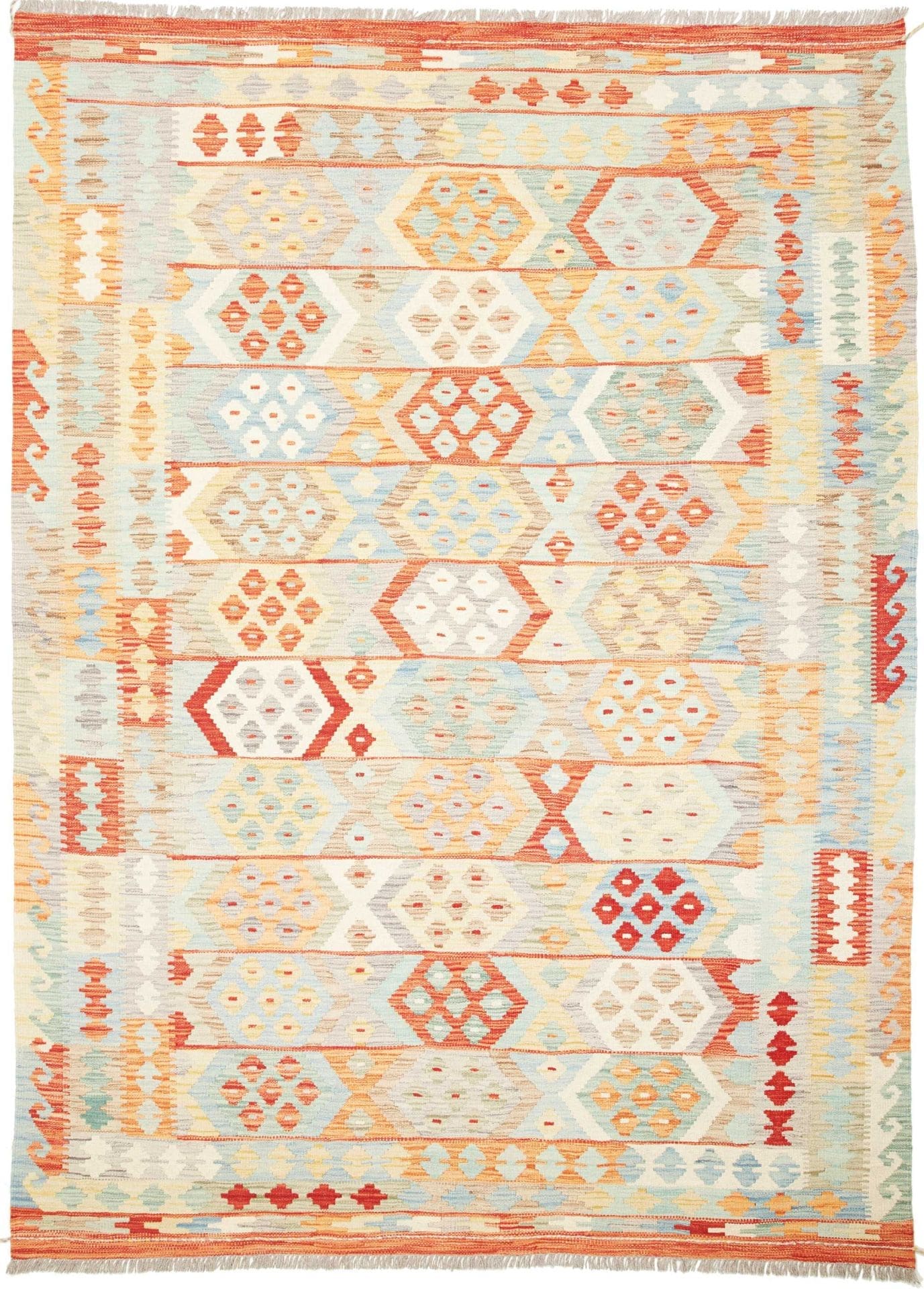 Afghanischer Kelim 176 x 240cm, geometrisches Muster, handgewebt