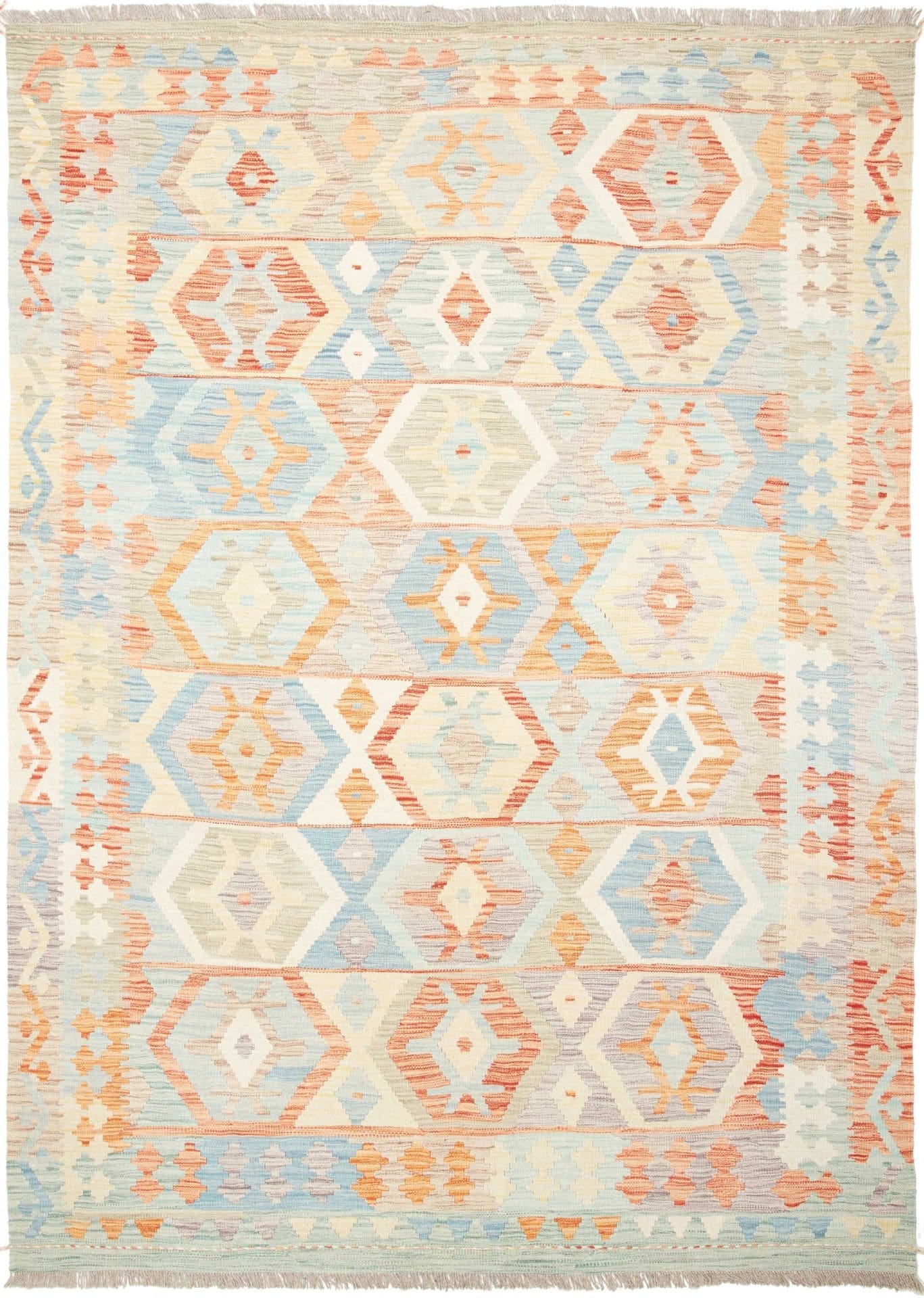 Afghanischer Kelim 180 x 247cm, geometrisches Muster, handgewebt