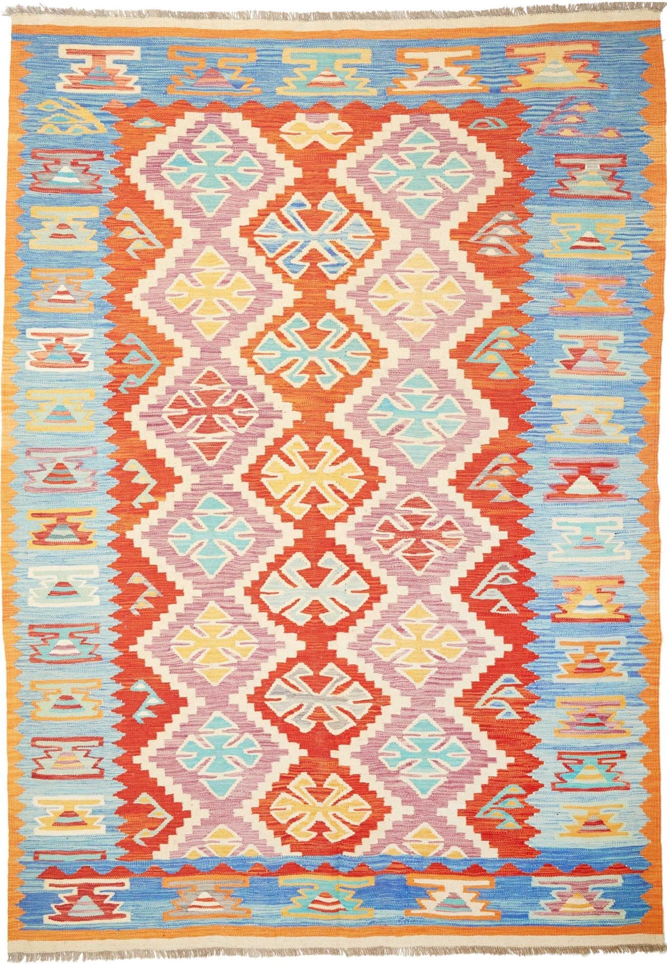 Afghanischer Kelim 205 x 293cm, geometrisches Muster, handgewebt