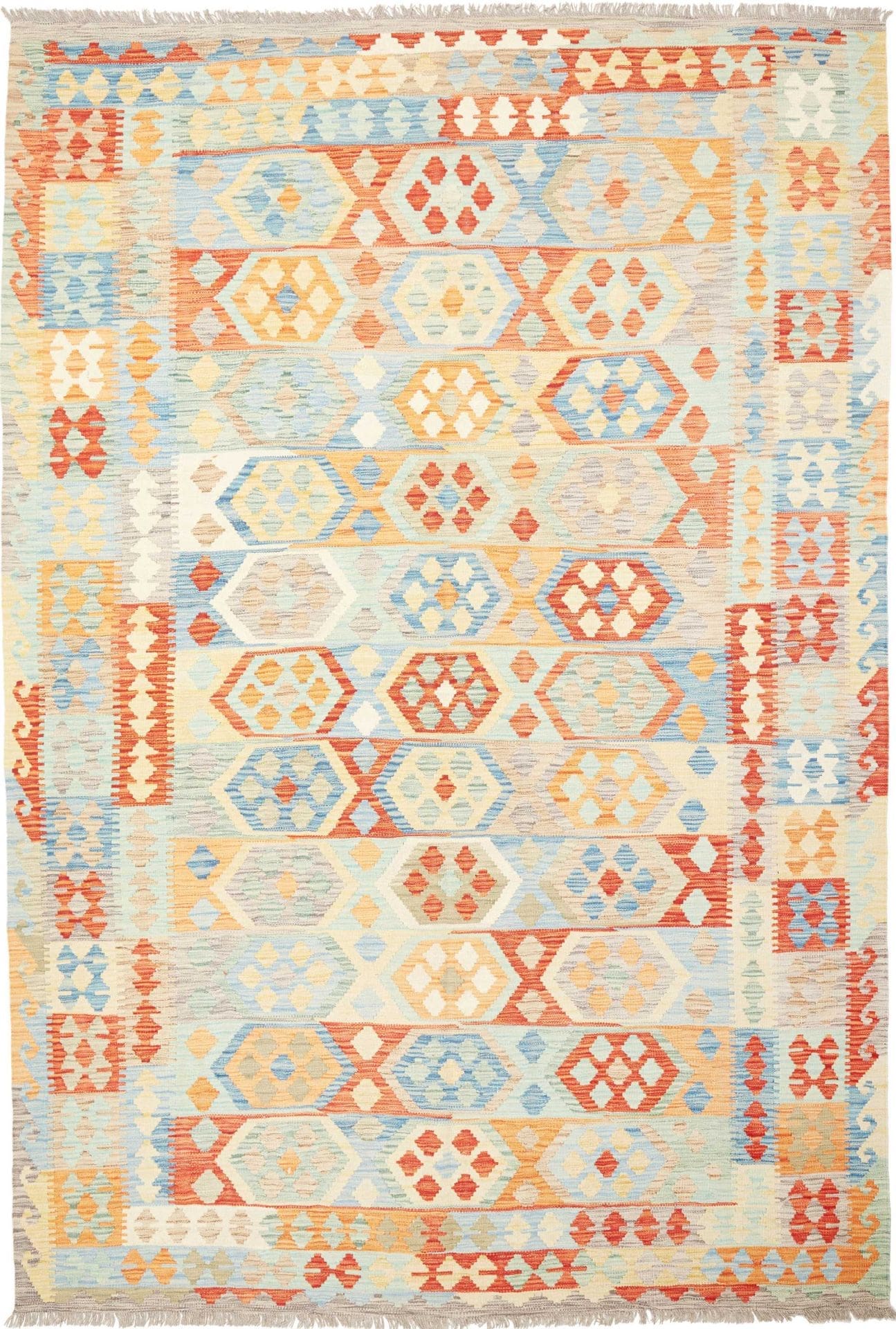 Afghanischer Kelim 206 x 303cm | handgewebt | geometrisches Muster