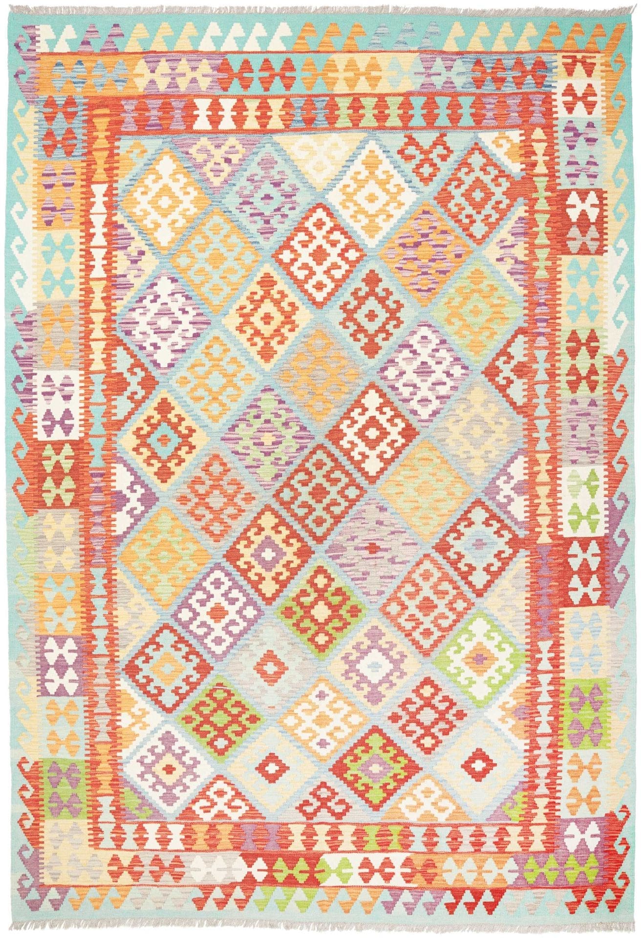 Afghanischer Kelim 208 x 297cm, geometrisches Muster, handgewebt