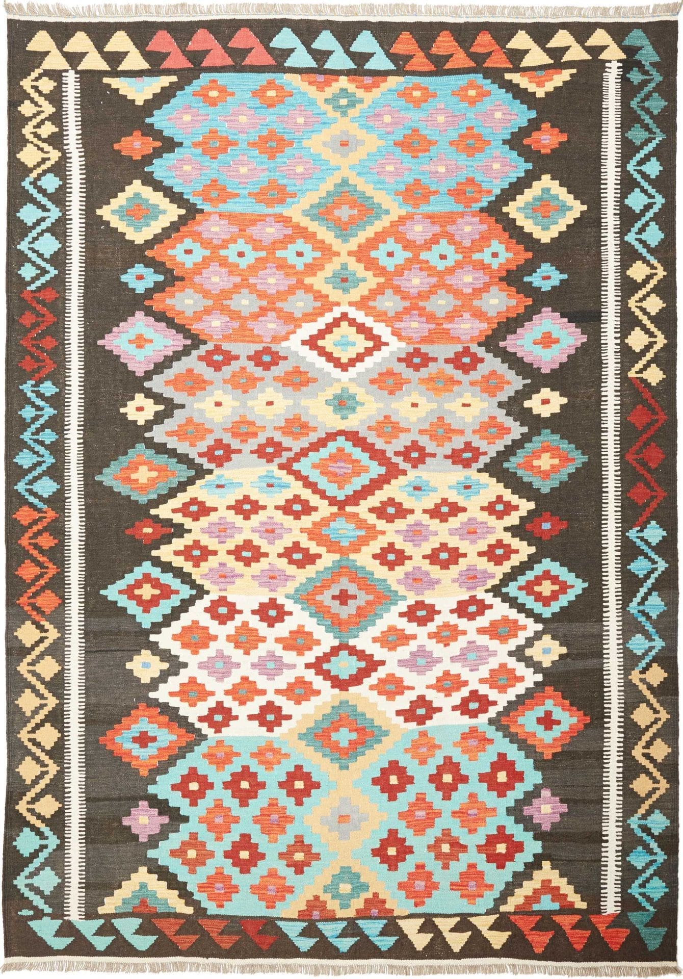 Afghanischer Kelim 211 x 297cm, geometrisches Muster, handgewebt