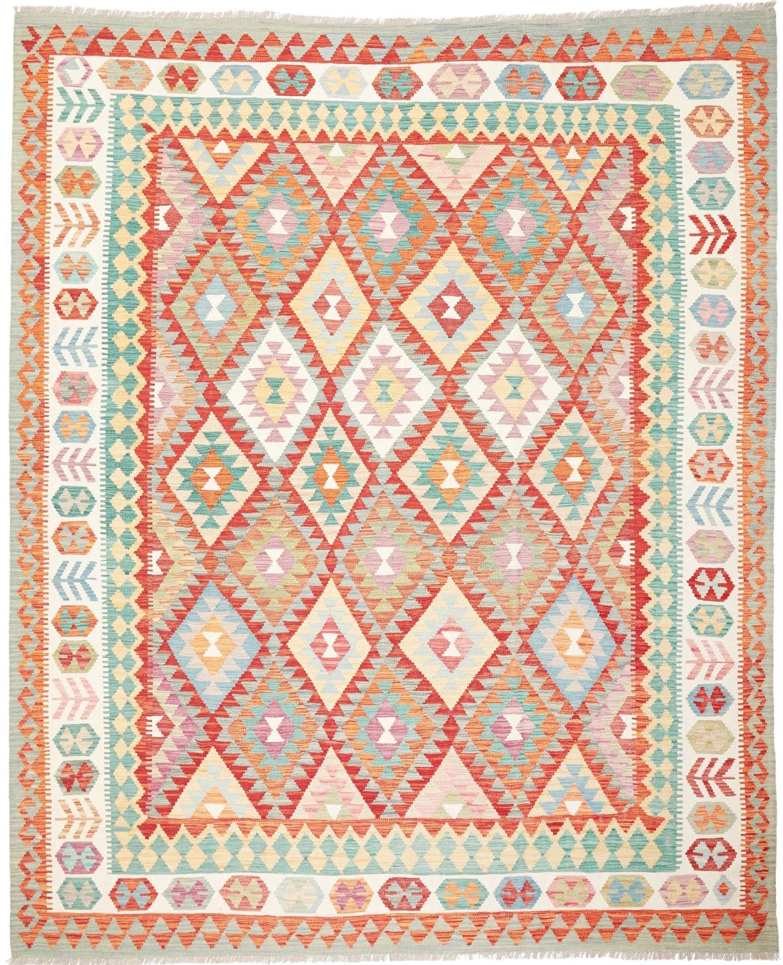 Afghanischer Kelim 250 x 294cm, geometrisches Muster, handgewebt