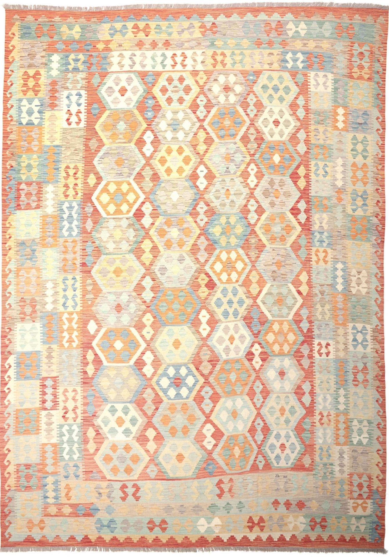 Afghanischer Kelim 252 x 346 cm, geometrisch handgewebt