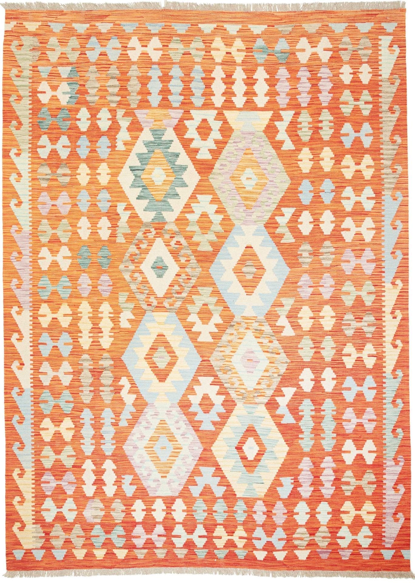 Afghanischer Kelim Teppich 179 x 240cm, geometrisches Muster, handgewebt