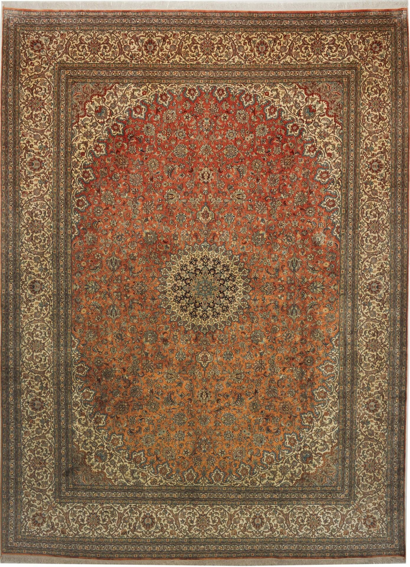 Eleganter Kashmirseide Orientteppich 275 x 371 cm, handgeknüpft