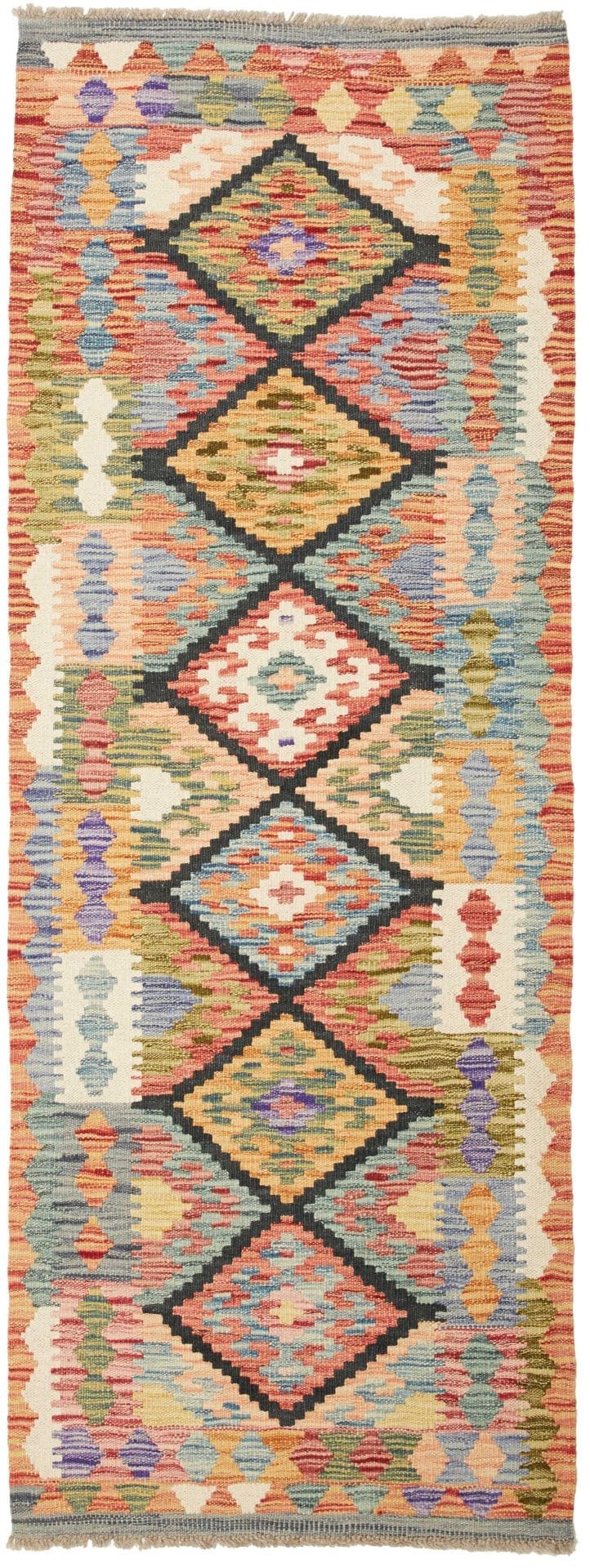 Eleganter Kelim Teppich 71 x 184cm aus Schurwolle, handgewebt