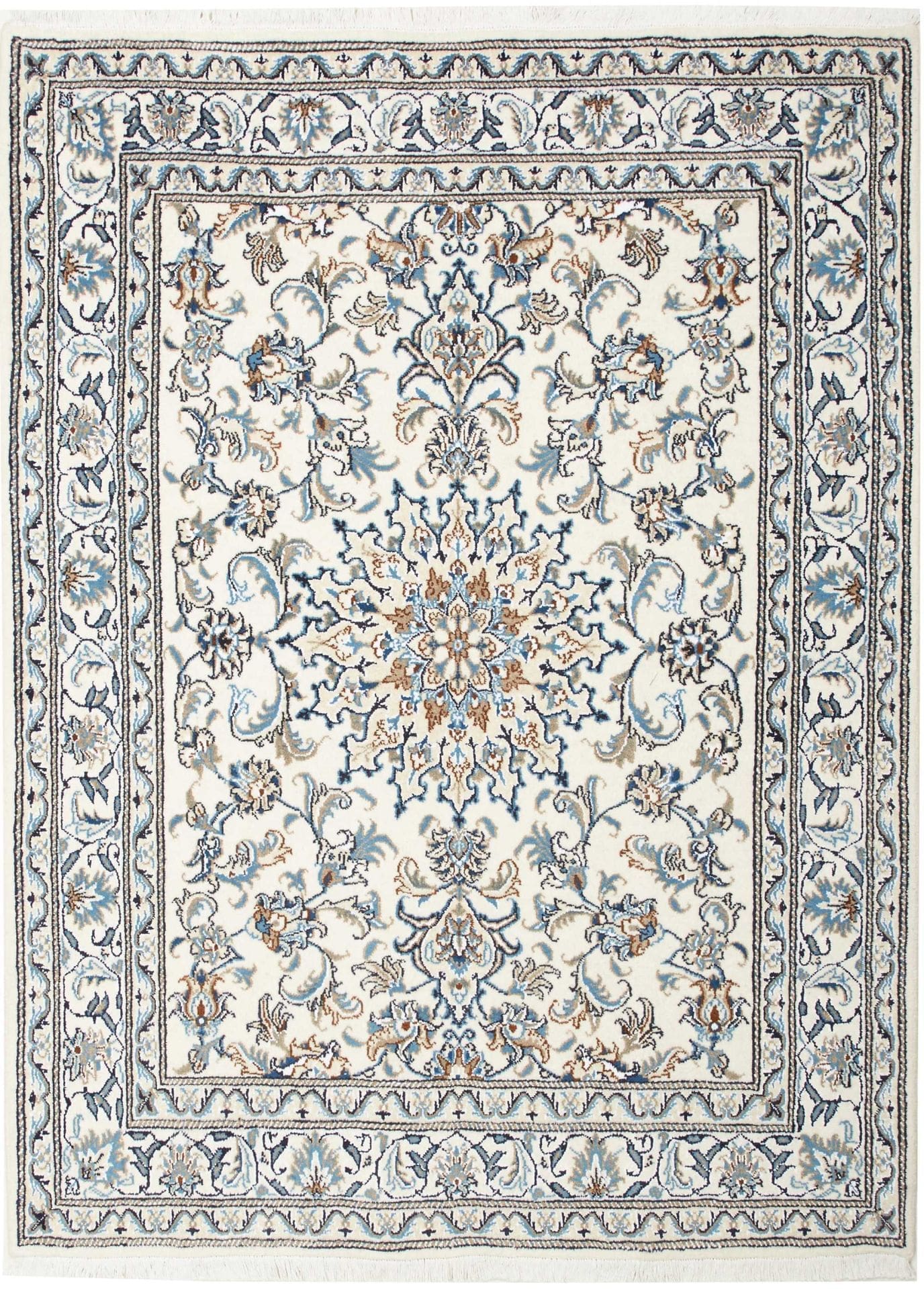 Eleganter Nain Teppich 153 x 200 cm – Florale Muster, handgeknüpft