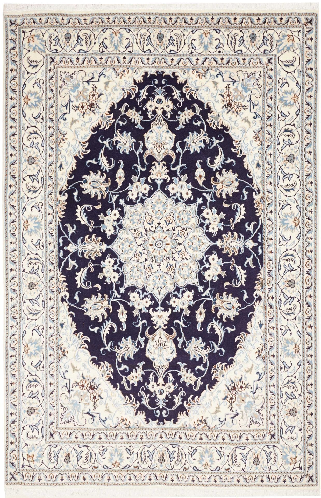 Eleganter Nain Teppich 171 x 255cm, florale Muster, handgeknüpft