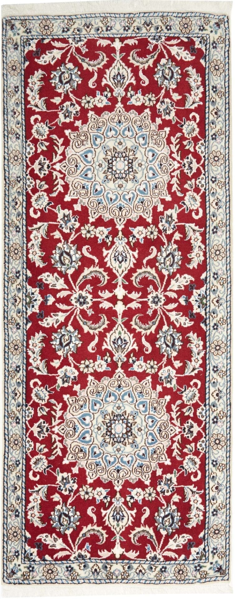 Eleganter Nain Teppich 80 x 194cm, florale Muster, handgeknüpft