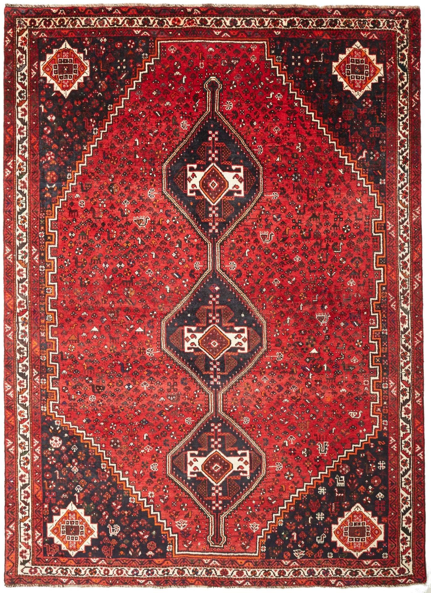 Eleganter Shiraz Teppich 231 x 315 cm aus Schurwolle, handgeknüpft