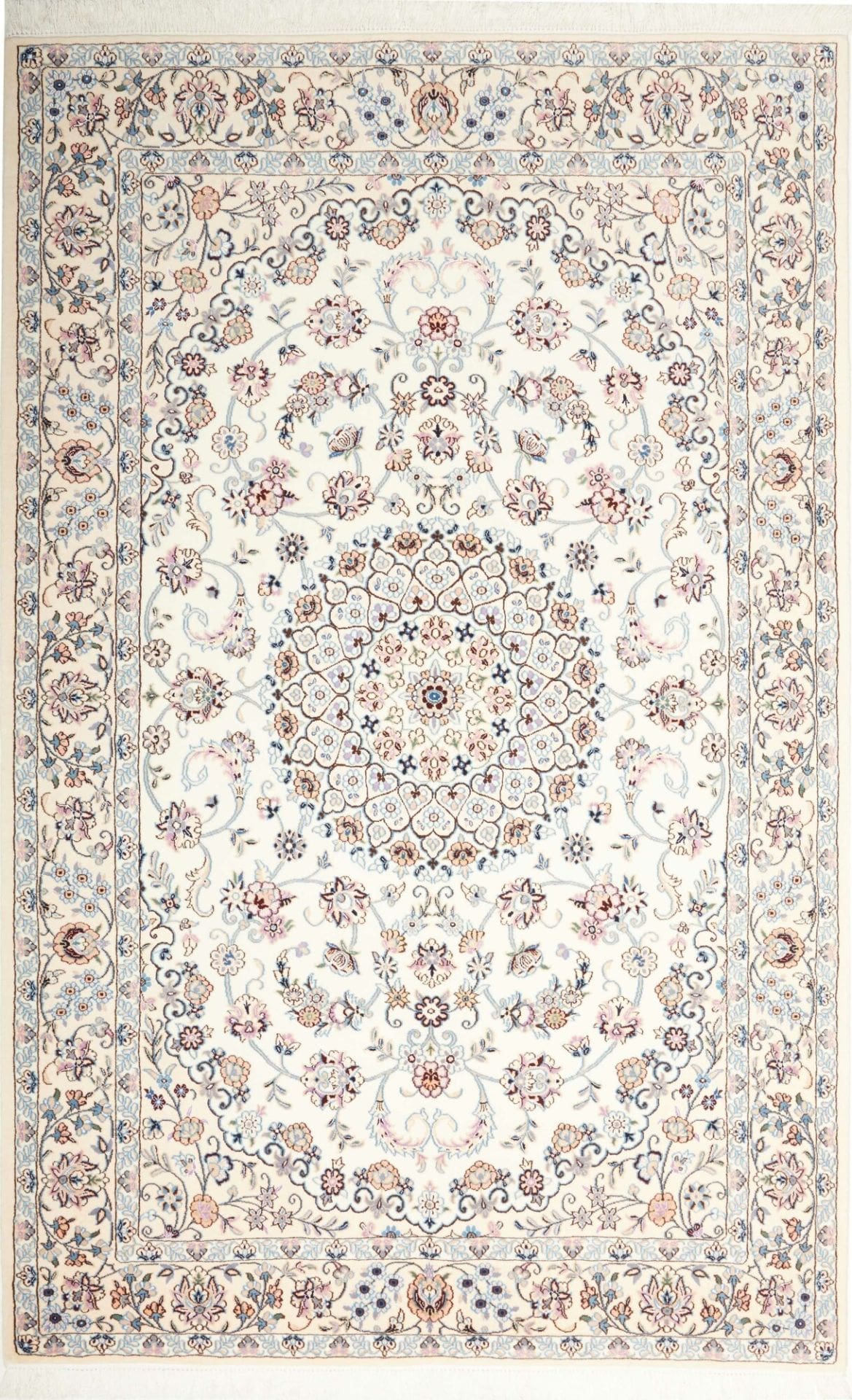 Exklusiver Nain Perserteppich 153 x 242 cm, florale Muster, handgeknüpft