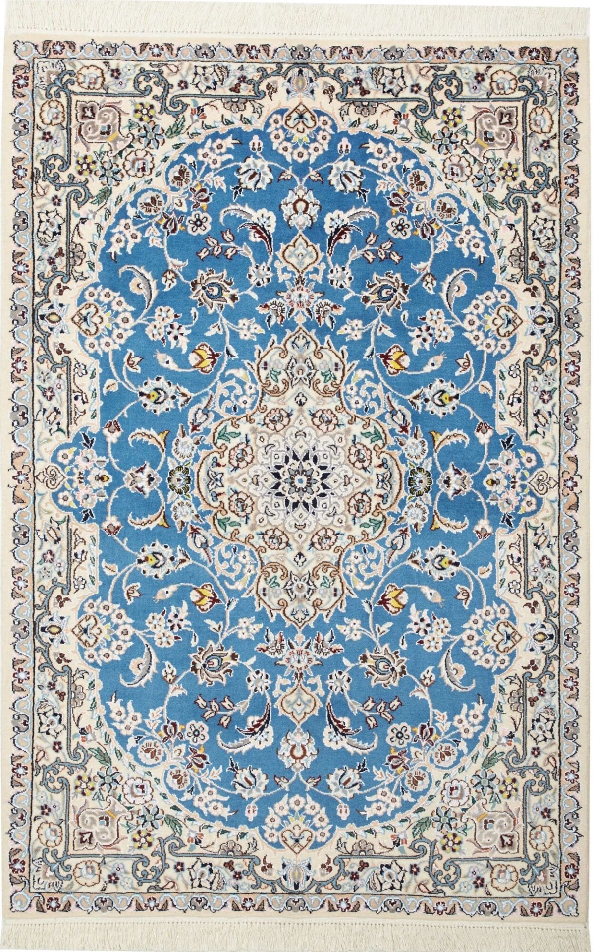 Exklusiver Nain Teppich 105 x 155cm – Handgeknüpft, Flor aus Wolle