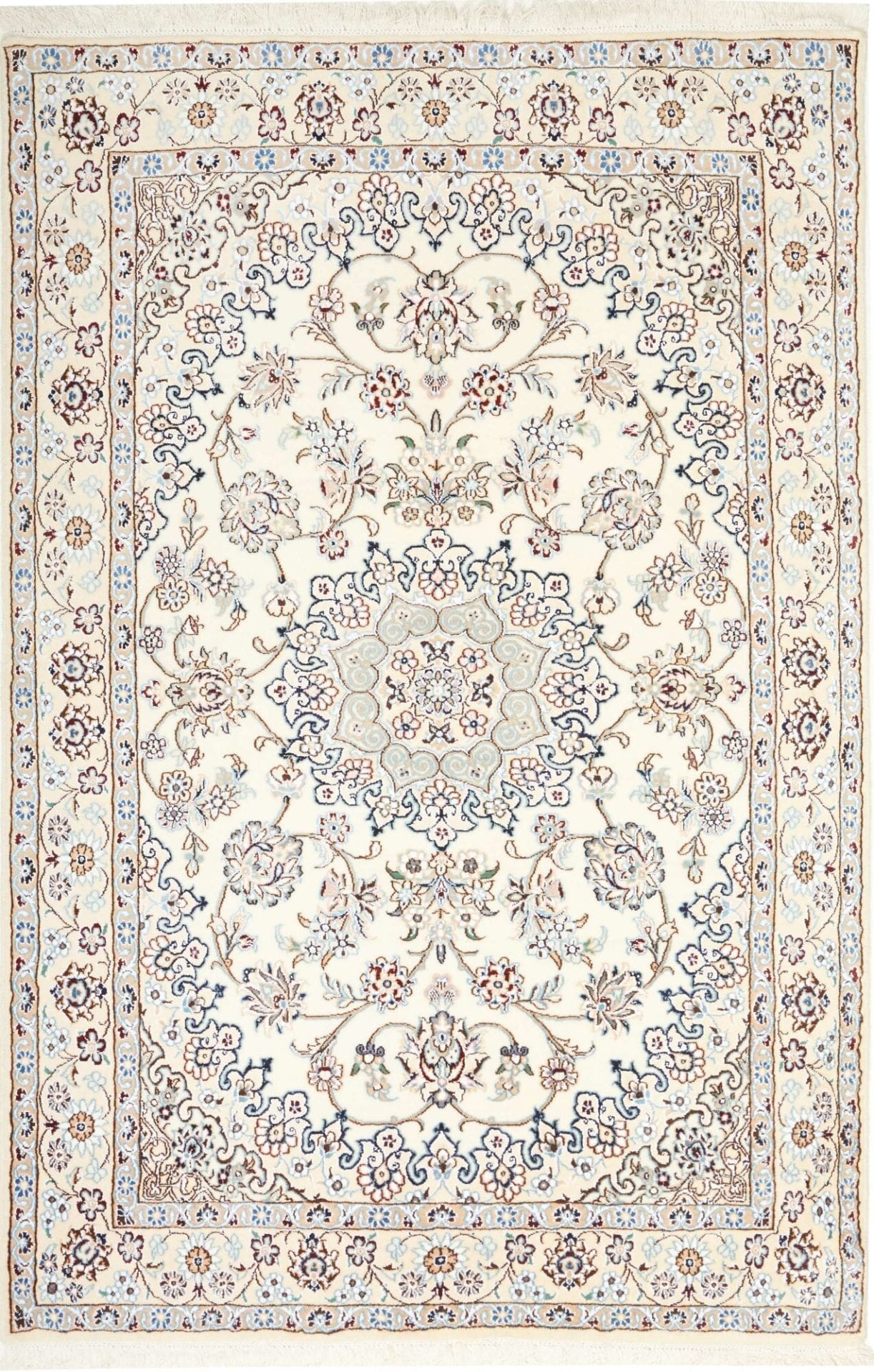 Exklusiver Nain Teppich 133 x 200 cm - Florale Muster, handgeknüpft