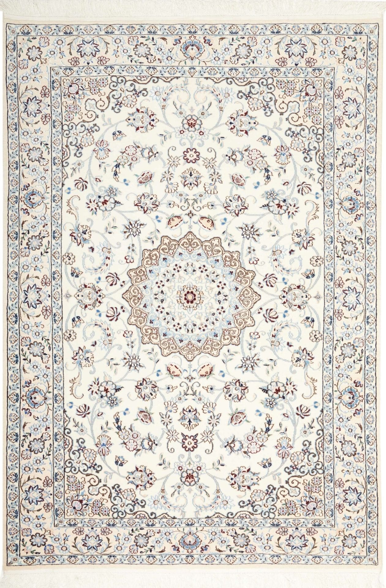 Exklusiver Nain Teppich 141 x 198 cm - Florale Muster, handgeknüpft