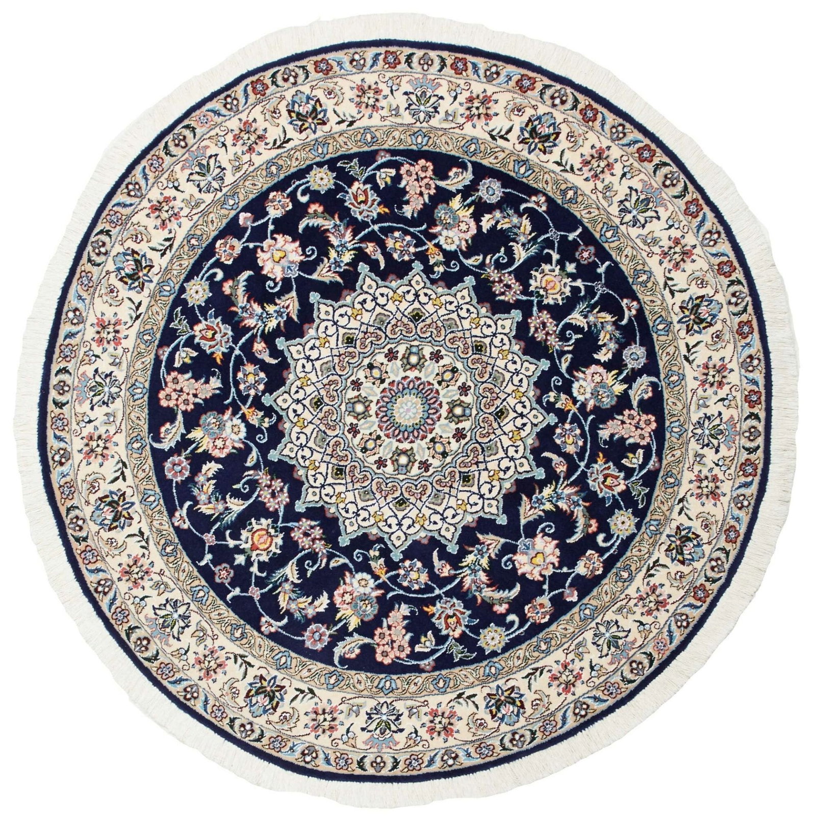 Exklusiver Nain Teppich 153 x 150cm, florales Design, handgeknüpft