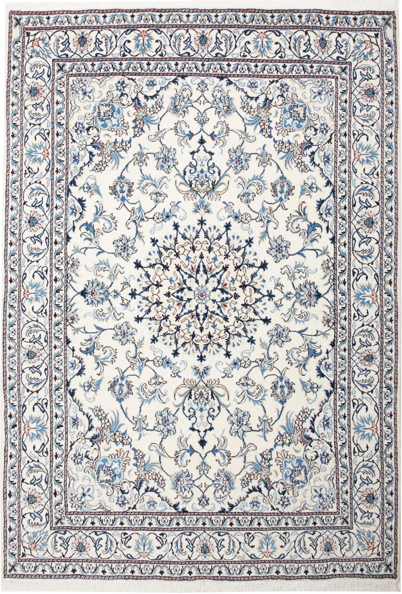 Exklusiver Nain Teppich 166 x 247 cm in Blau, handgeknüpft, Perserteppich