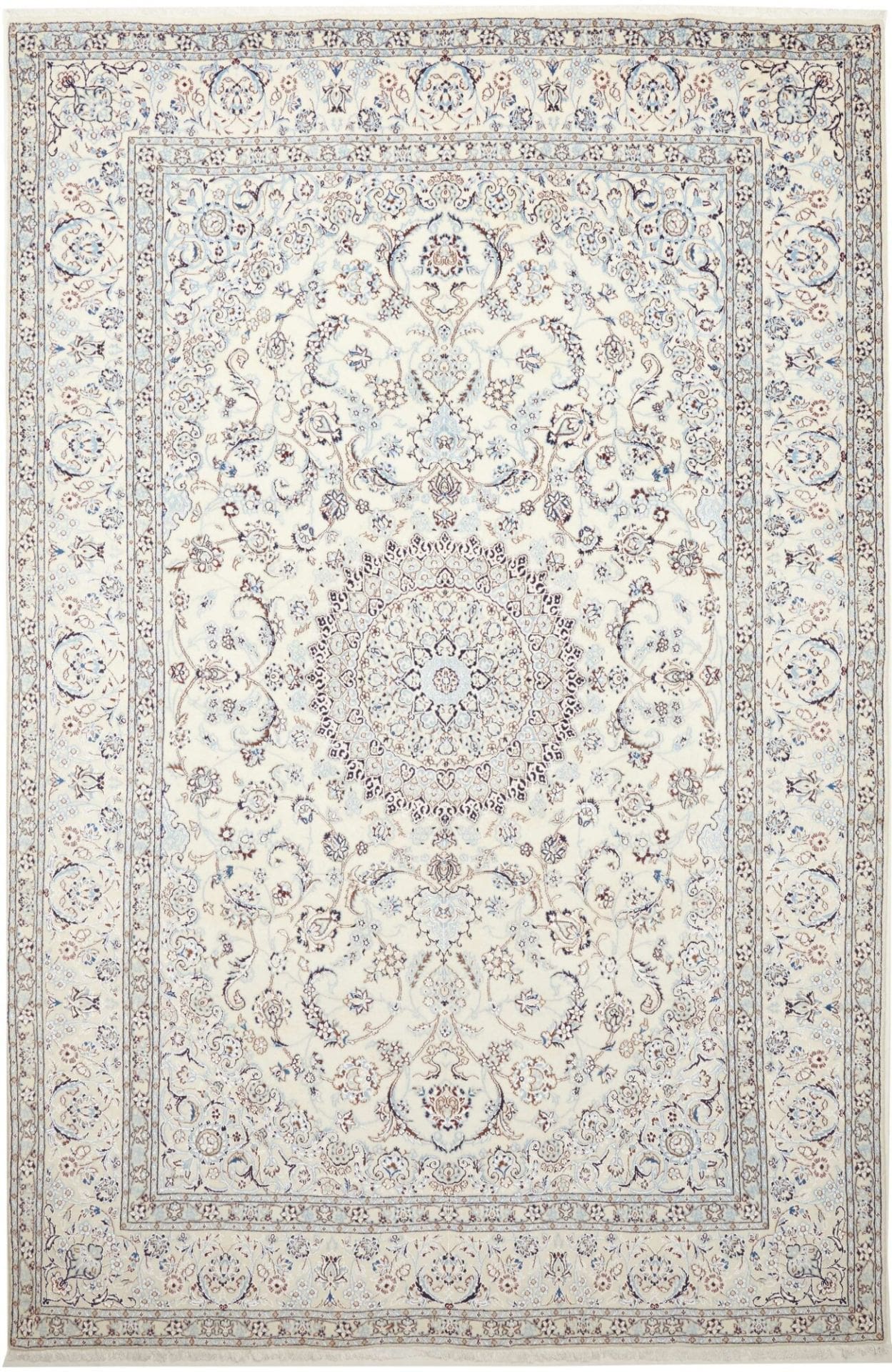 Exklusiver Nain Teppich 190 x 290 cm in königsblau, handgeknüpft