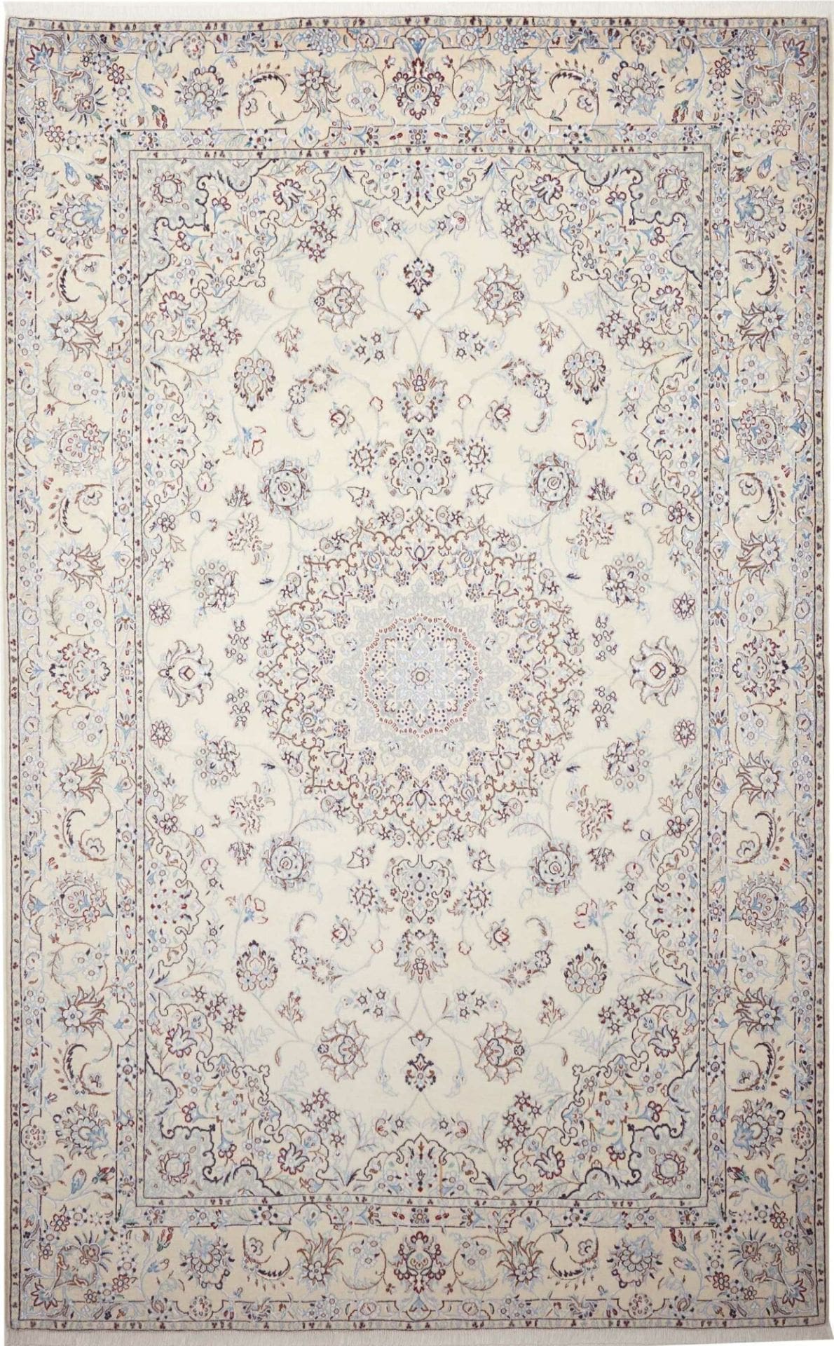 Exklusiver Nain Teppich 196 x 312cm, florale Muster, handgeknüpft