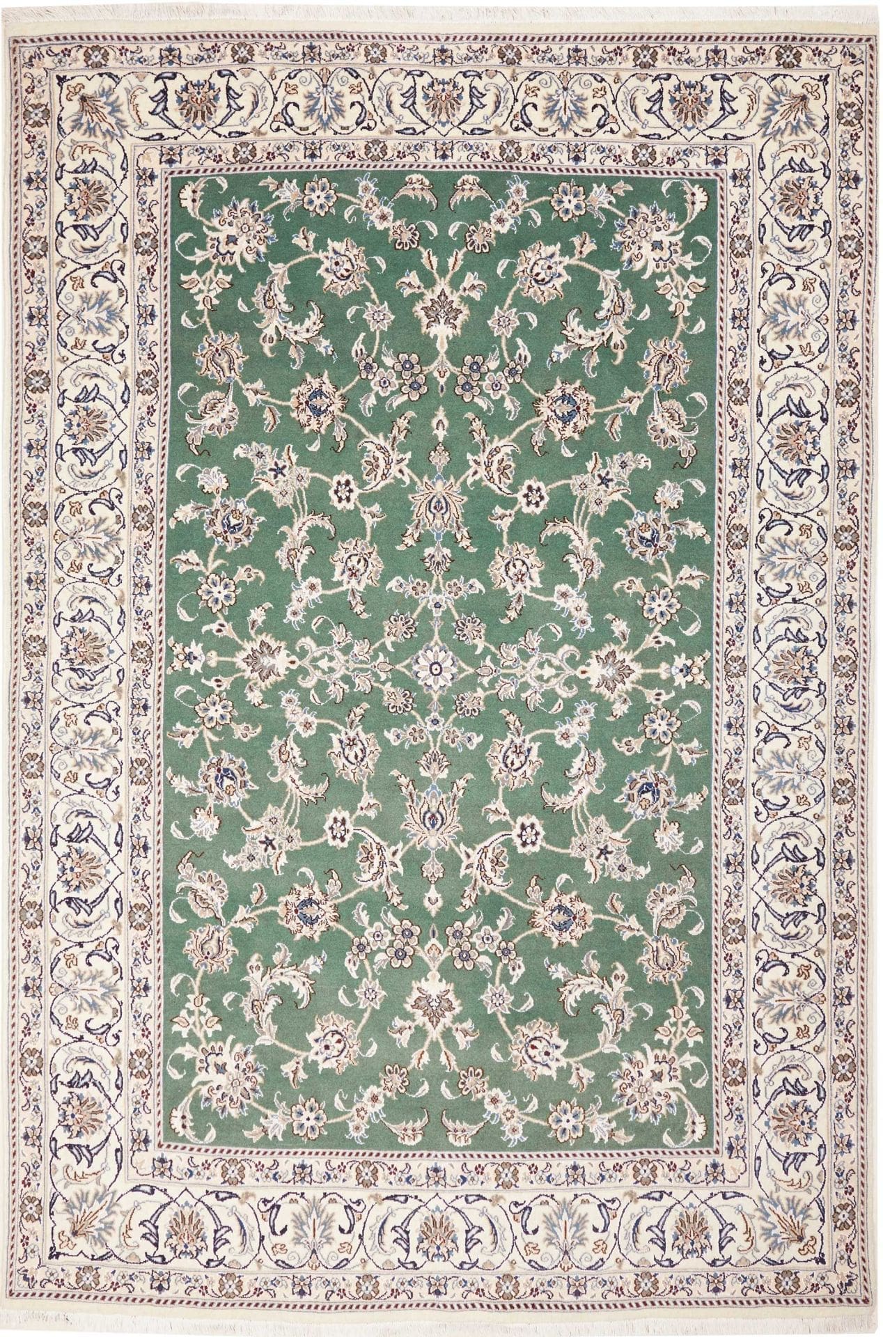 (Verkauft) Exklusiver Nain Teppich 203 x 300 cm, florales Muster, handgeknüpft