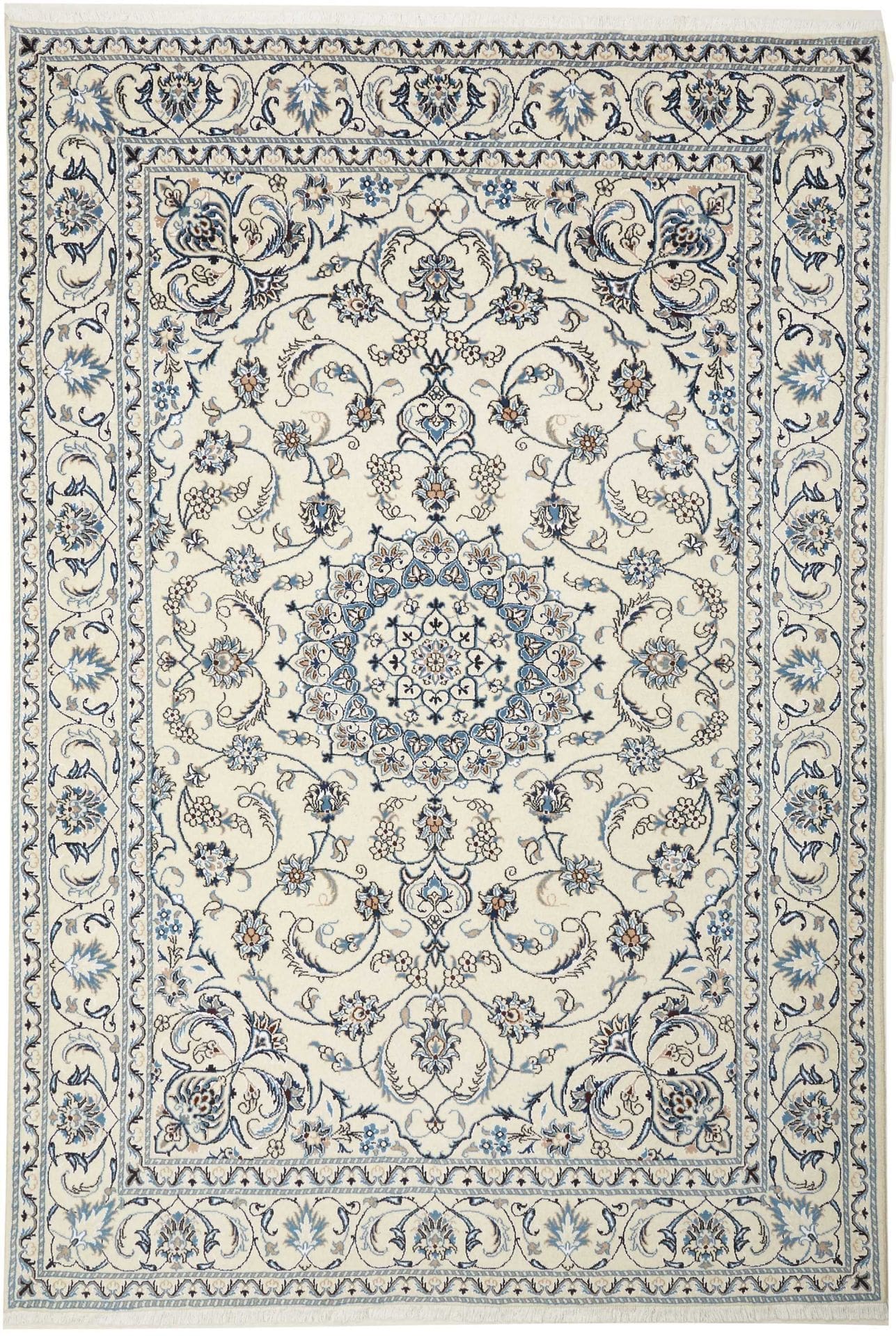 Exklusiver Nain Teppich 203 x 300cm, florale Muster, handgeknüpft H1