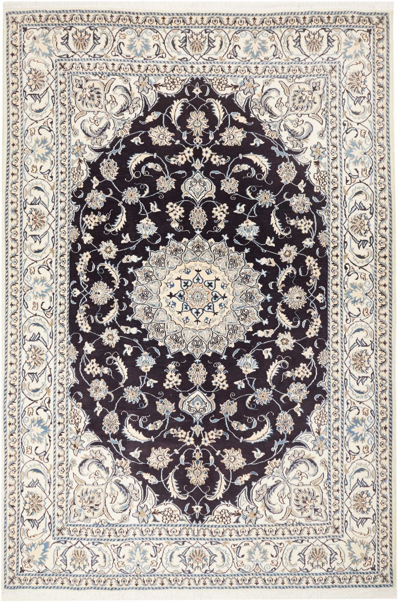 Exklusiver Nain Teppich 206 x 288 cm, floral, handgeknüpft, Perserteppich