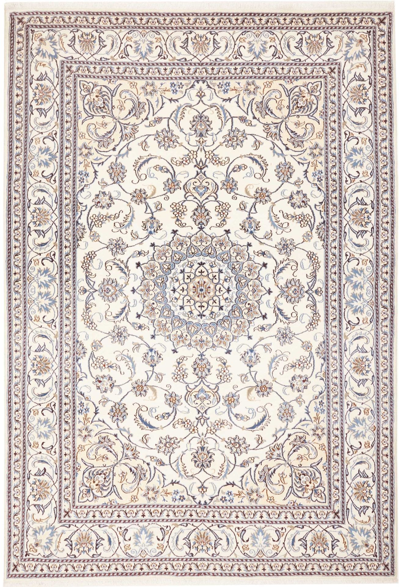 Exklusiver Nain Teppich 208 x 300 cm, florales Muster, handgeknüpft