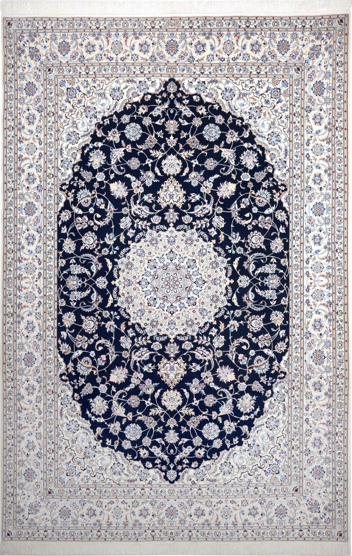 Exklusiver Nain Teppich 215 x 314cm, florale Muster, handgeknüpft