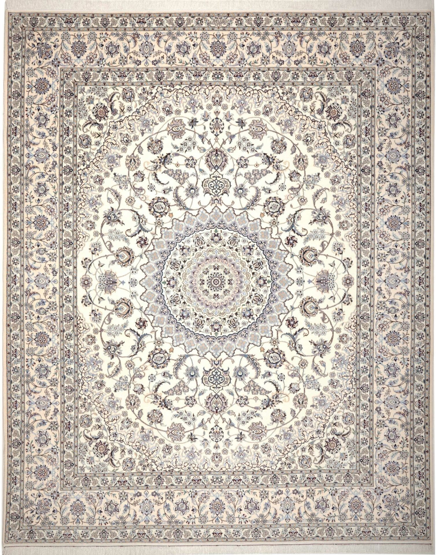 Exklusiver Nain Teppich 254 x 311cm, florale Muster, handgeknüpft