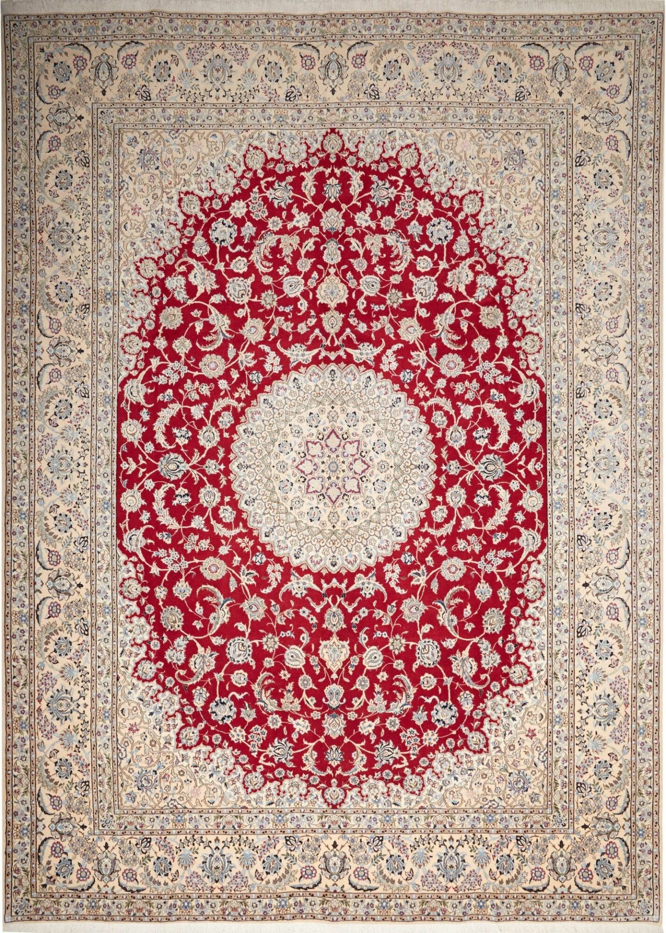 Exklusiver Nain Teppich 296 x 413 cm – florales Design, handgeknüpft