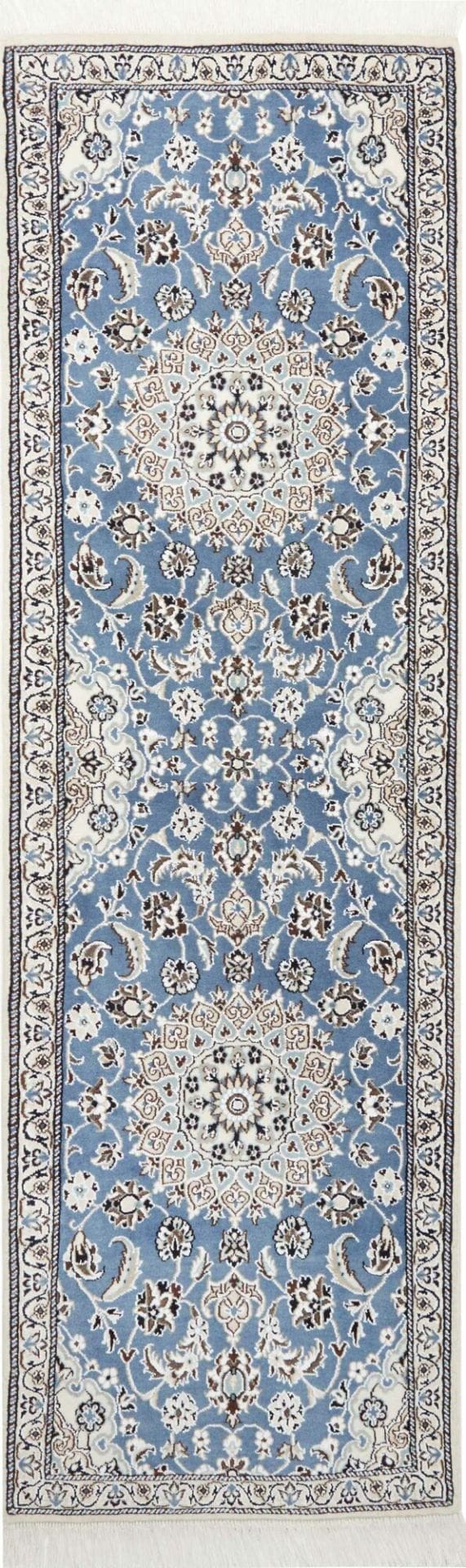 Exklusiver Nain Teppich 63 x 200cm, florales Muster, handgeknüpft