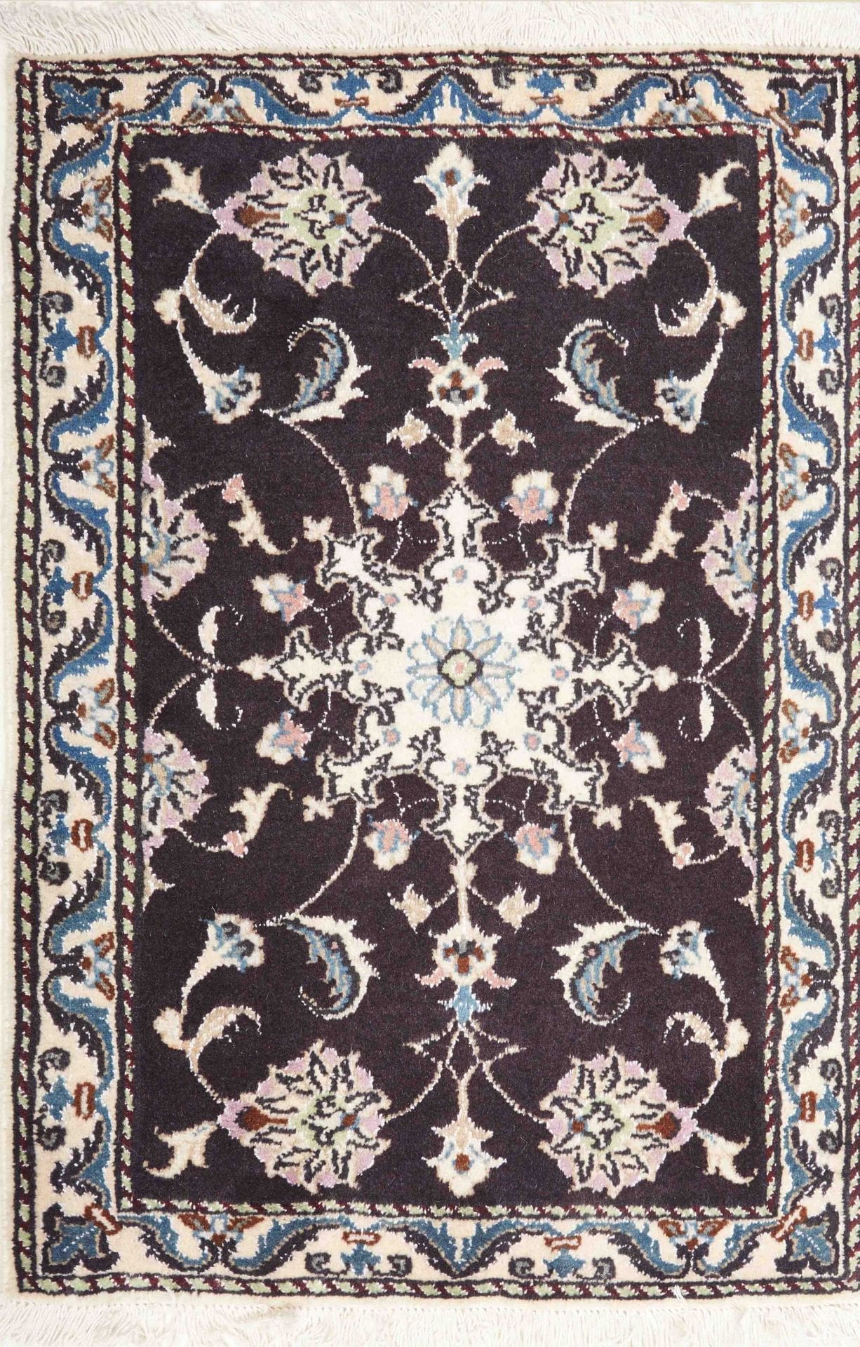 Exklusiver Nain Teppich 63 x 90cm, florale Muster, handgeknüpft